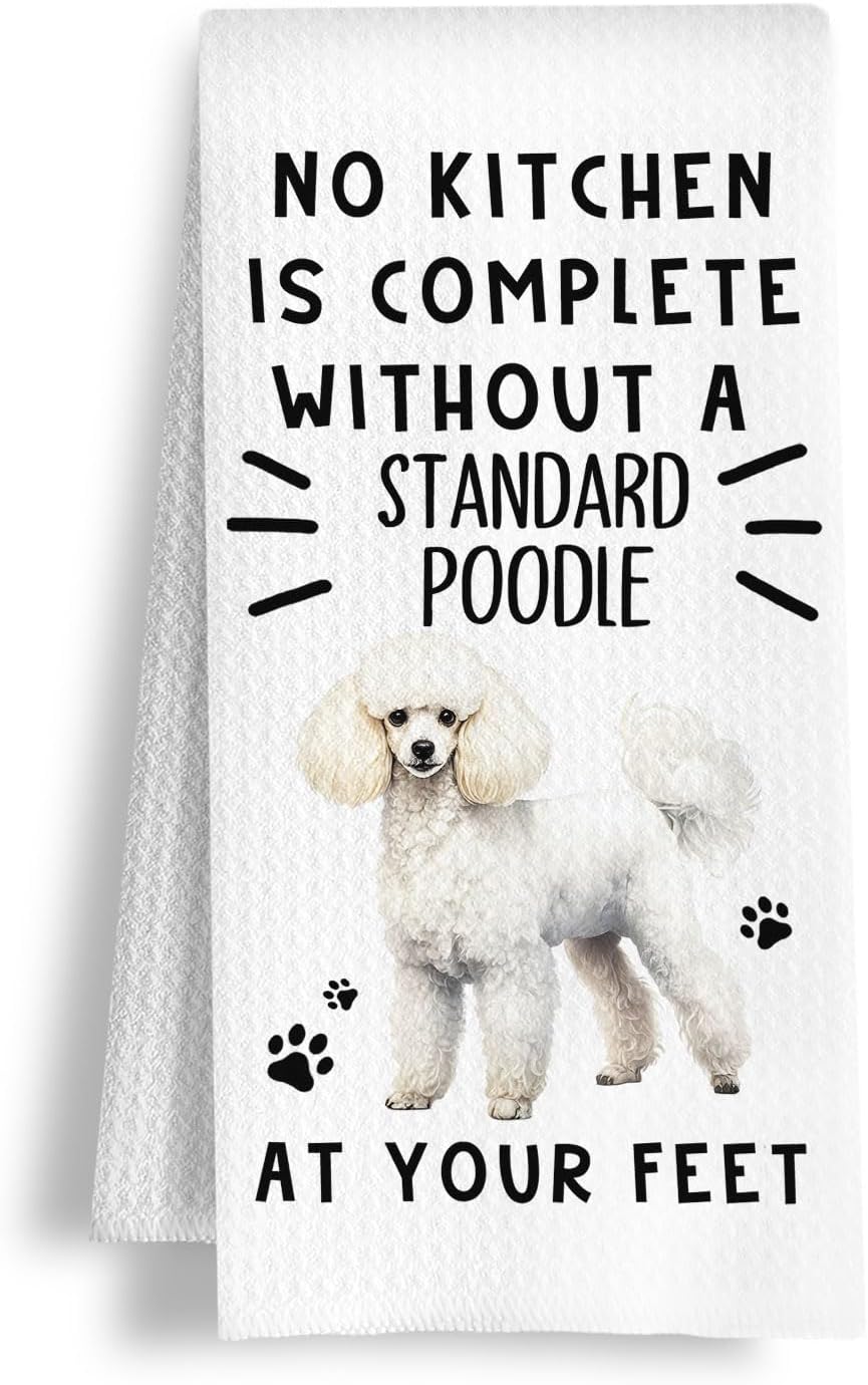 Funny Standard Poodle Hand Towels for Kitchen Home Bathroom Decor, A Kitchen is Not Complete Without A Standard Poodle Dish Towel, Dog Lovers Gift, 16×24 Inch