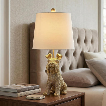 23" H Gold Resin Schnauzer Dog Table Lamp