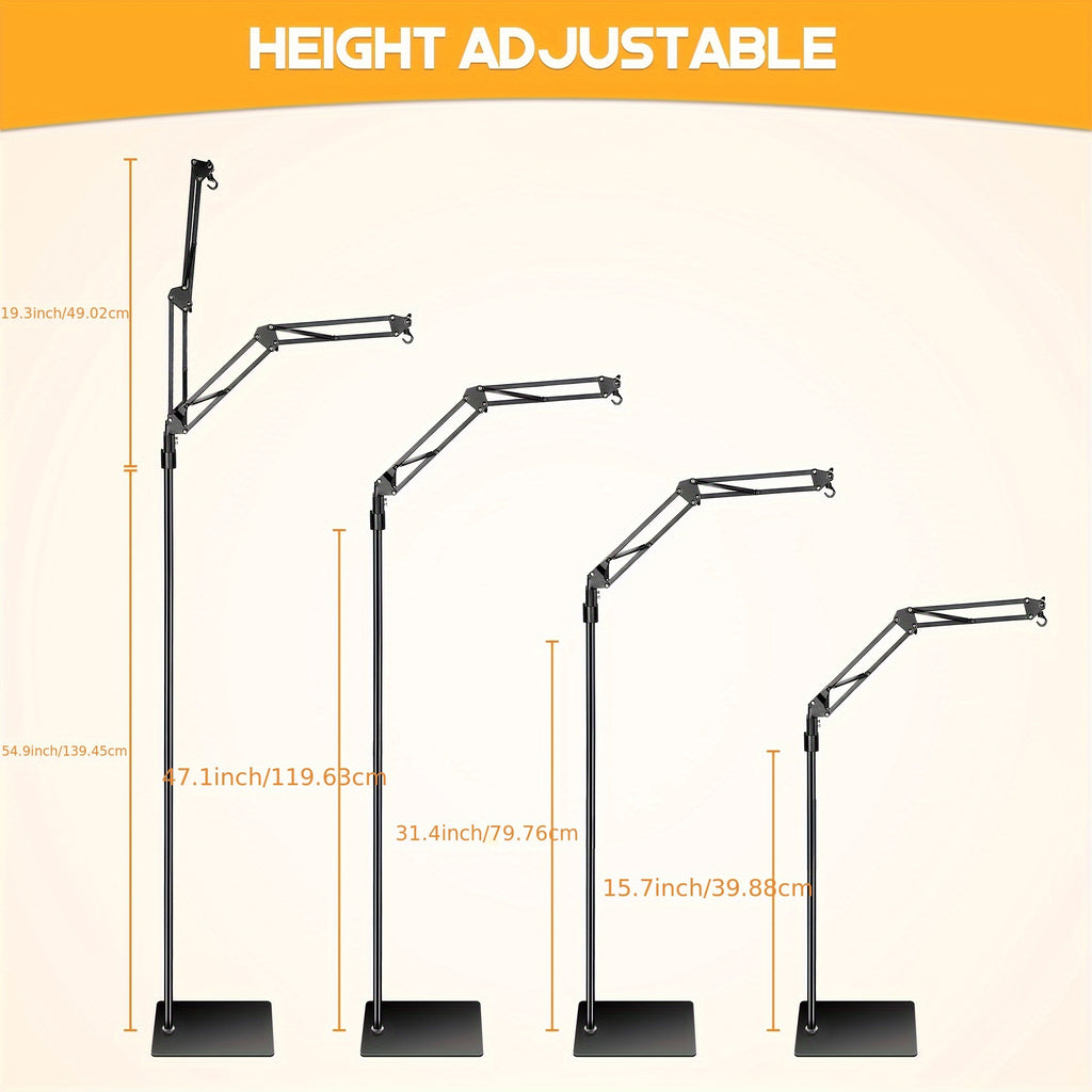 Double Arm Hanging Lamp Stand For Reptile, Metal Adjustable Heat Lamp Light Holder With 360° Rotation Swing Arm For Reptile Tank, Bearded Dragon, Chicks, Without Battery