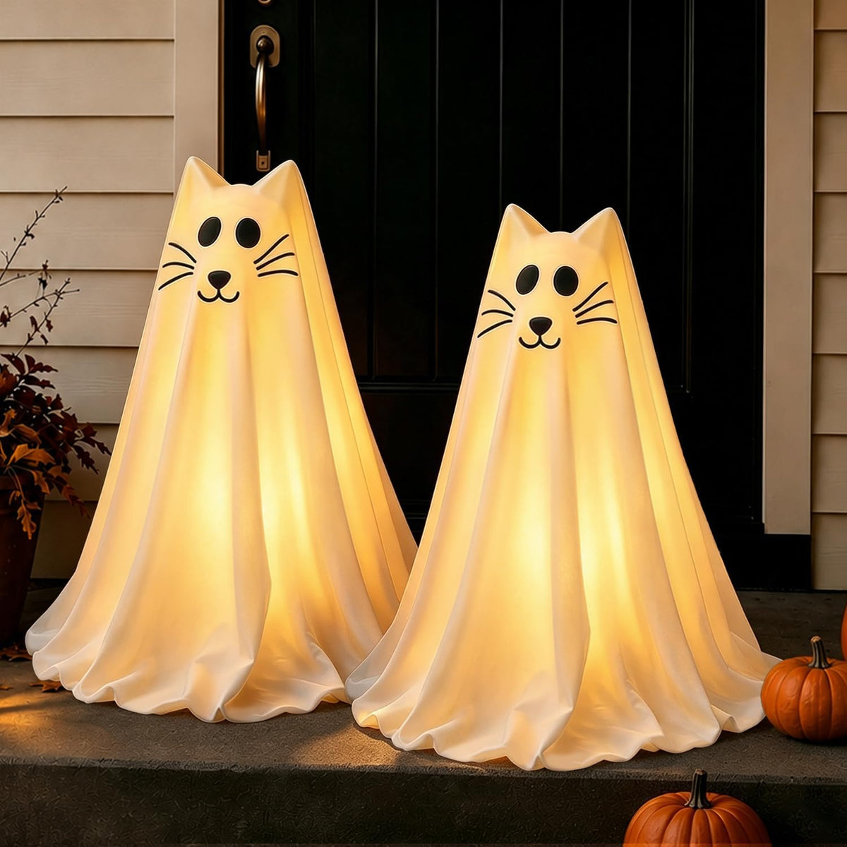 Halloween Decorations, 2.3 FT Light-Up Ghost Dog with Trick or Treat Sign