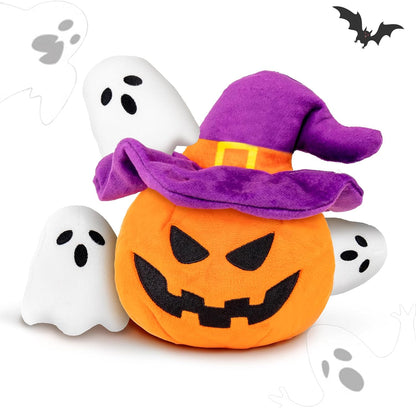 Halloween Dog Toys, Pumpkin Ghost Hide & Seek Squeaky Toy