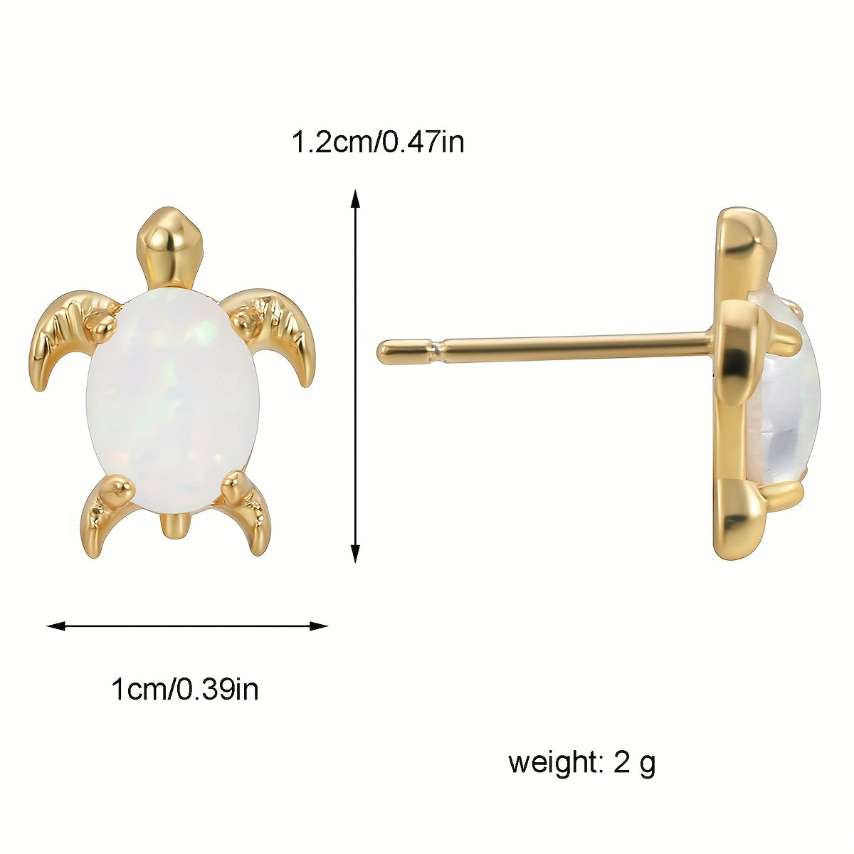 1pc Lightweight Opal Sea Turtles Bohemian Stud Earrings Brass Golden Plated Trendy Ladies Jewelry for Daily Wear Gifts for Mother