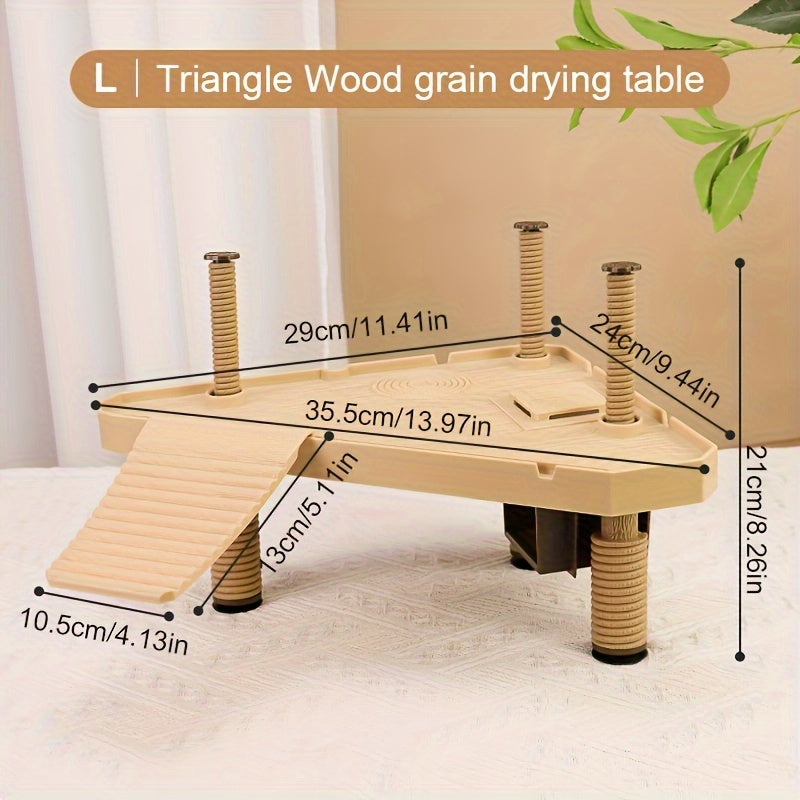 Wood Grain Basking Platform for Turtles, Plastic Climbing Rest, Deep Water Floating Habitat, High Water Level Ecological Ladder, Large Turtle Tank Accessory