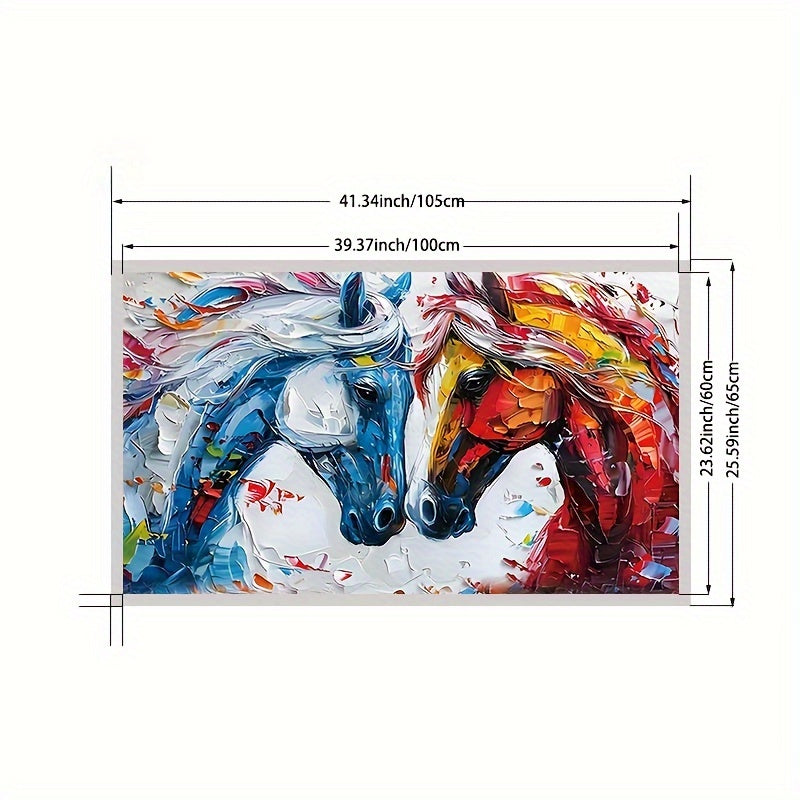 Vibrant Abstract Horse Canvas Art - Modern Oil Painting Style, Perfect For Living Room, Bedroom, Dining Decor - High-Definition Print, Large 39.37X23.62 Inches