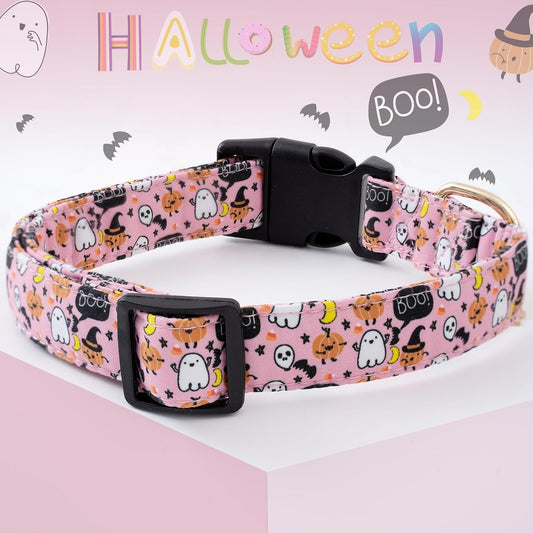 Pink Halloween Dog Collar for Small Medium Large Dogs M