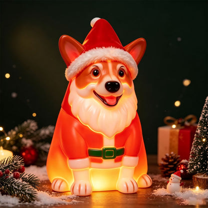Halloween Illuminated Dog Figurine - 7.9in Scarecrow Dog Statue with Glowing Pumpkin, Waterproof Resin Table and Yard Decor