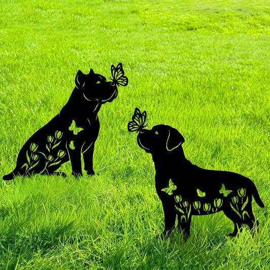 Cane Corso Metal Decorative Garden Stakes for Memorial Yard Art, Lawn Ornaments, Outdoor Decor 2 PCS