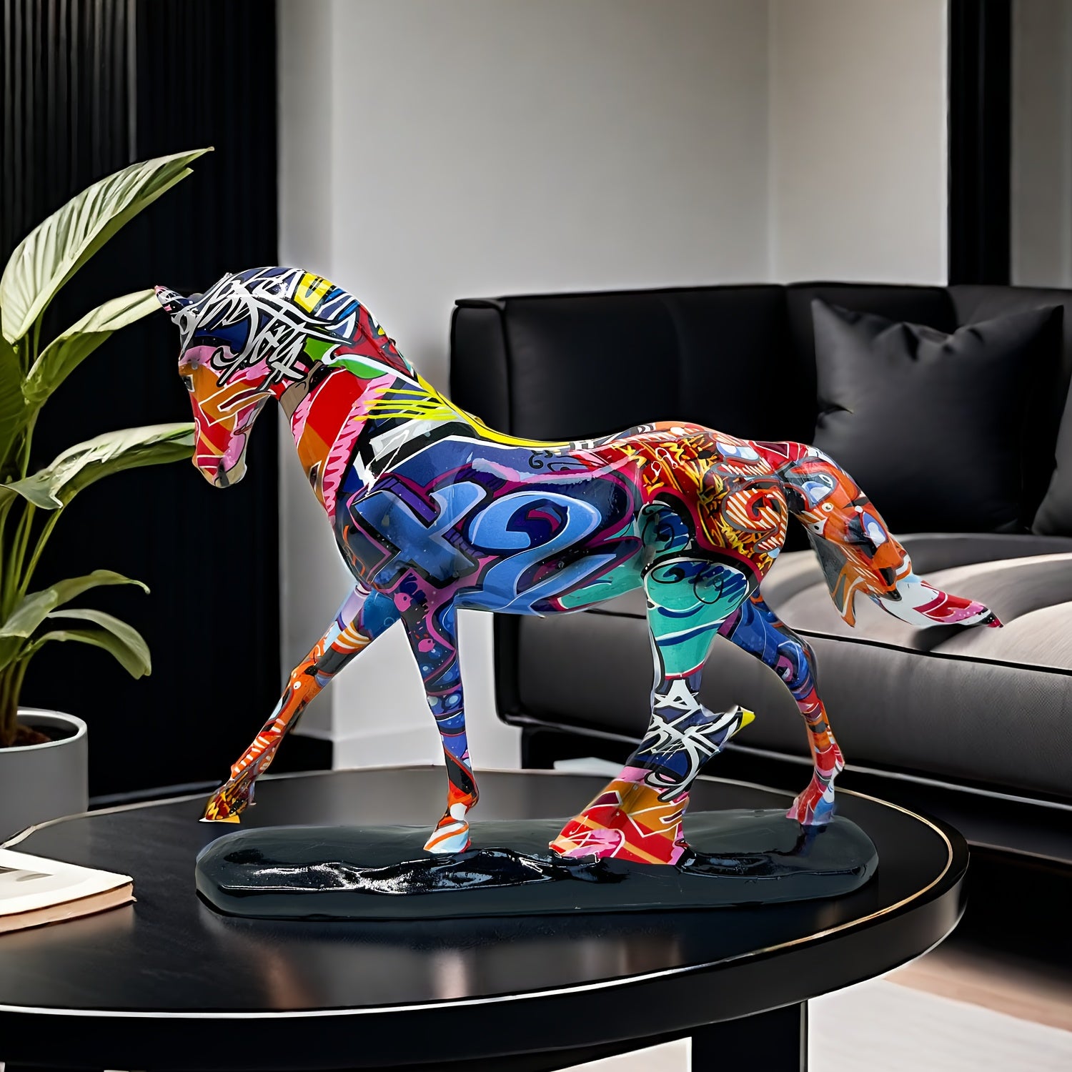 Colorful Horse to Success Sculpture - Resin Walking Horse Statue for Office, Study, Home Decor & Theme Parties - Perfect Housewarming or New Year Gift