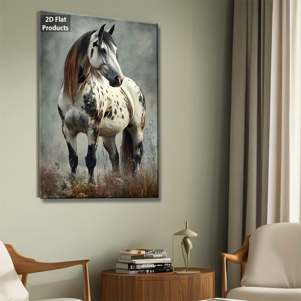 2D Flat, Appaloosa Horse Framed Canvas Wall Art - Western Equestrian with White Patches & Spotted Coat, izable Sizes Available, Rustic Farmhouse Decor for Living Room, Bedroom - HD Print on Wood Frame ( Horse Portrait), 2D Fl