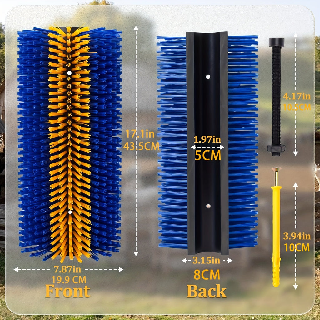 1pc Durable Livestock Scratch Brush, 19.0x8.0 inch- Ideal for Horse, Cow, Sheep Grooming- Includes Screw-On Accessories, No Batteries Required, Horse Grooming Supplies