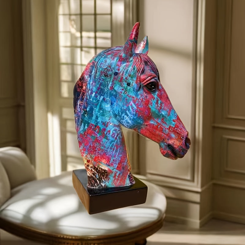 Horse Head Resin Handicraft, Perfect For Success. Living Room Decoration, Wine Cabinet, Office Entrance Decoration, Opening Gift