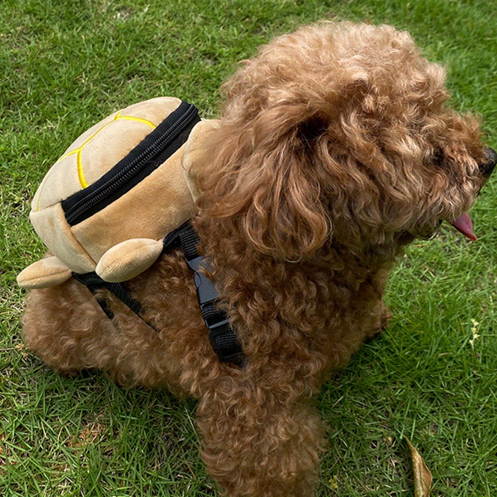 [Cute Dog Backpack Harness] No-Pull Dog Backpack Harness with D-Ring | Cute Turtles Shape Bag for Small Medium Dogs, Adjustable Pet Carrier Backpack for Traveling Camping Hiking, Self Carrier Backpack for Dogs to Wear