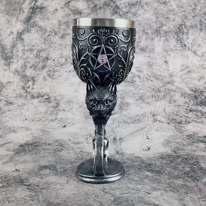 Black Cat Goblet, Mythical Retro European Style Medieval Couple Red Wine Goblet