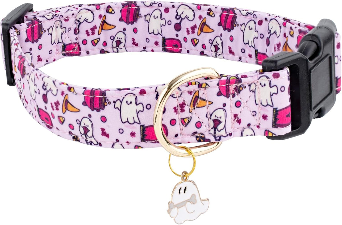 Pink Halloween Dog Collar for Small Medium Large Dogs M