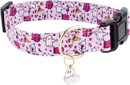 Pink Halloween Dog Collar for Small Medium Large Dogs M