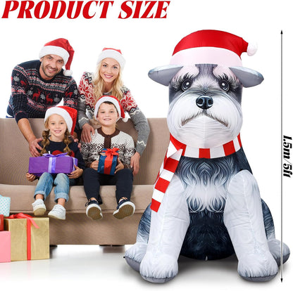5 ft Inflatable Schnauzer Christmas Decoration with LED Lights for Outdoor Display