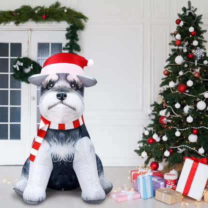 5 ft Inflatable Schnauzer Christmas Decoration with LED Lights for Outdoor Display