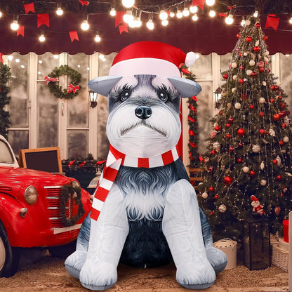 5 ft Inflatable Schnauzer Christmas Decoration with LED Lights for Outdoor Display