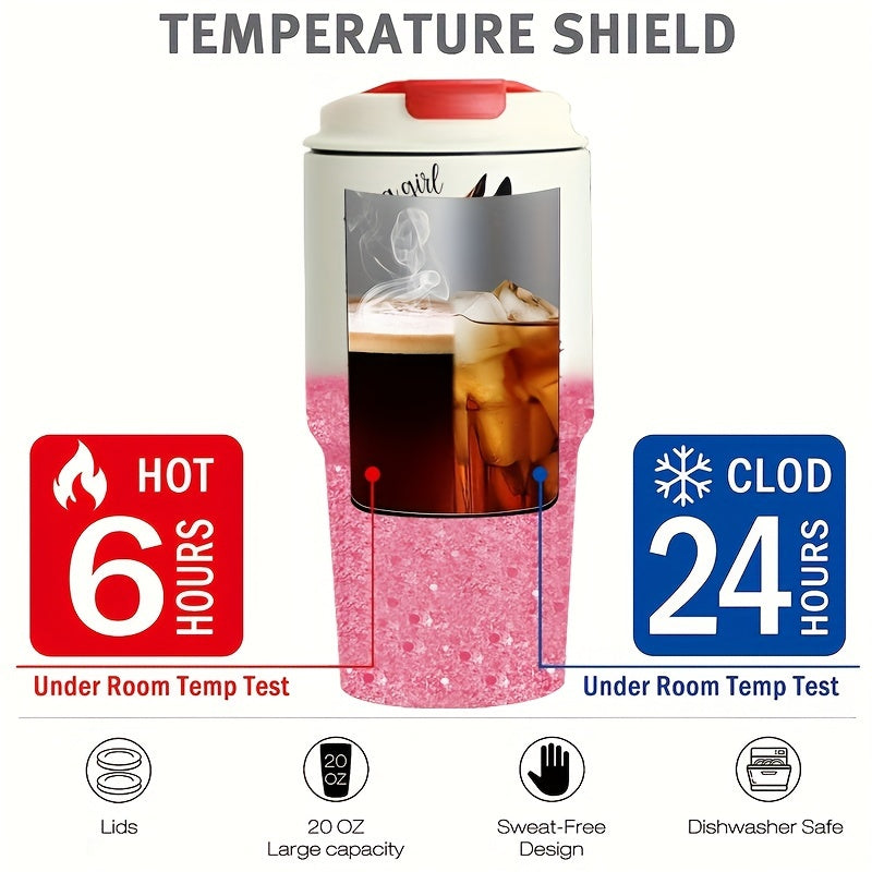 20oz Stainless Steel Insulated Tumbler with Lid - Horse Design, Keeps Drinks Hot & Cold, Durable 304 Stainless Steel, Perfect for Outdoor Travel, Camping, and Daily Use
