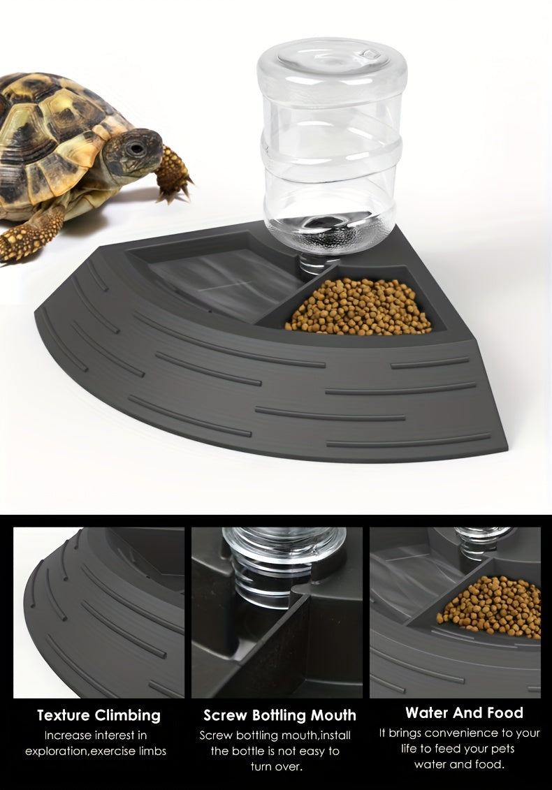 2 In 1 Reptile Water Dish & Food Dish With Automatic Water Bottle, Bearded Dragon Plastic Food Feeder Dish Terrarium Feeder Bowls For Leopard Gecko, Lizard, Frog, Snake & Chameleon