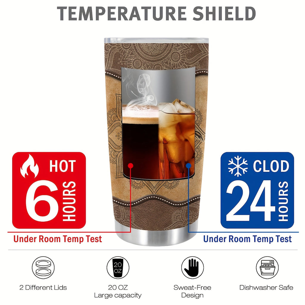 1pc, 20oz Cup Stainless Steel Tumbler, Horse Print Double Wall Vacuum Insulated Travel Mug, Halloween Gifts, Gifts For Parents, Relatives And Friends