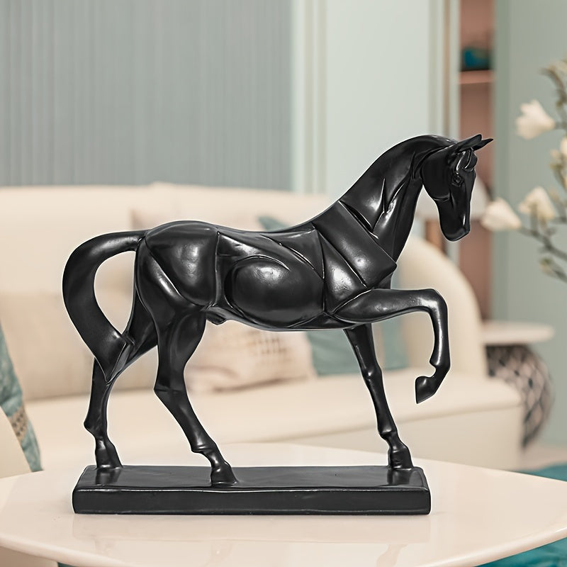 1pc Galloping Horse Home Decor Creative Ornament for Living Room, Study, And Office, Black Horse Figurine Symbolizing Success.