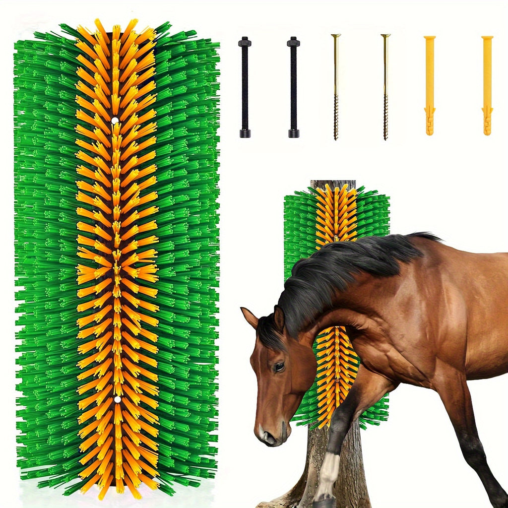 1pc Durable Livestock Scratch Brush, 19.0x8.0 inch- Ideal for Horse, Cow, Sheep Grooming- Includes Screw-On Accessories, No Batteries Required, Horse Grooming Supplies