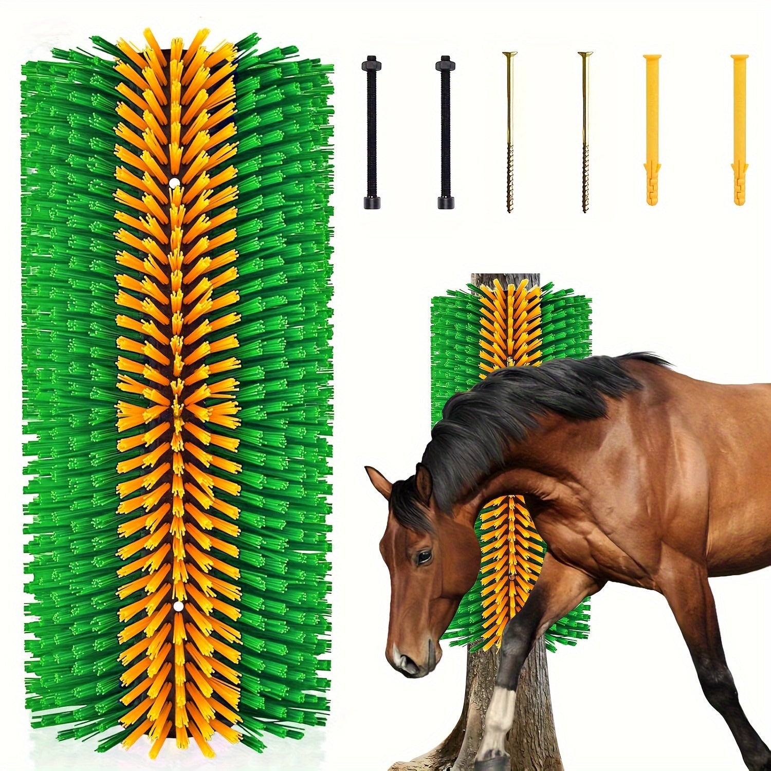 1pc Durable Livestock Scratch Brush, 19.0x8.0 inch- Ideal for Horse, Cow, Sheep Grooming- Includes Screw-On Accessories, No Batteries Required, Horse Grooming Supplies