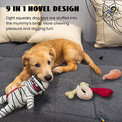 Halloween Zombie Mummy Dog Toys with Organs: Funny Cool Hide and Seek Squeaky Chew Toys for Puppies, Small and Medium Size Breed, Plush Stuffed Cognitive Puzzle Toys for Training