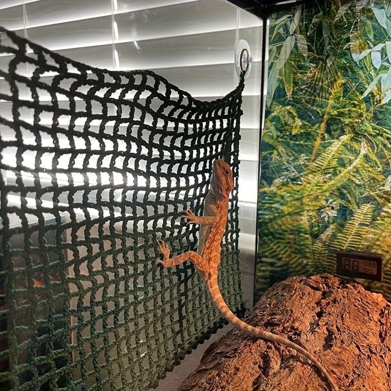 Crawling Pet Handmade Cotton Rope Mesh Climbing Net Hammock, Suspension Bridge Toy Suitable For Bearded Dragon Lizard