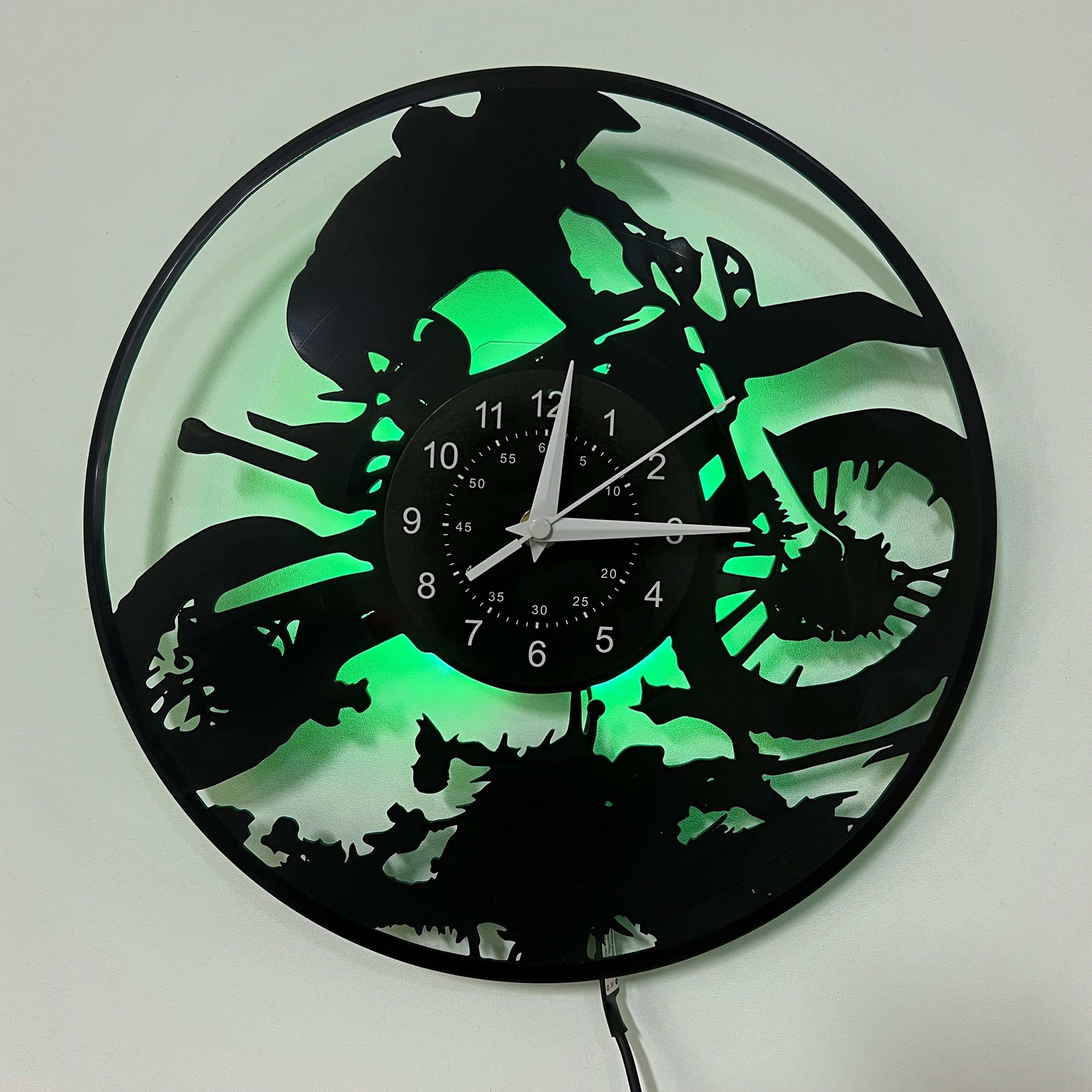 [Unique Vinyl LED Clock] Unique Luminous Vinyl LED Wall Clock | Handmade Running Horse Design Home Wall Art Decor for Living Room, Bedroom, Office, Garage, Kitchen | Original Gift for Birthday, Mothers Day, Spring Season, Gra