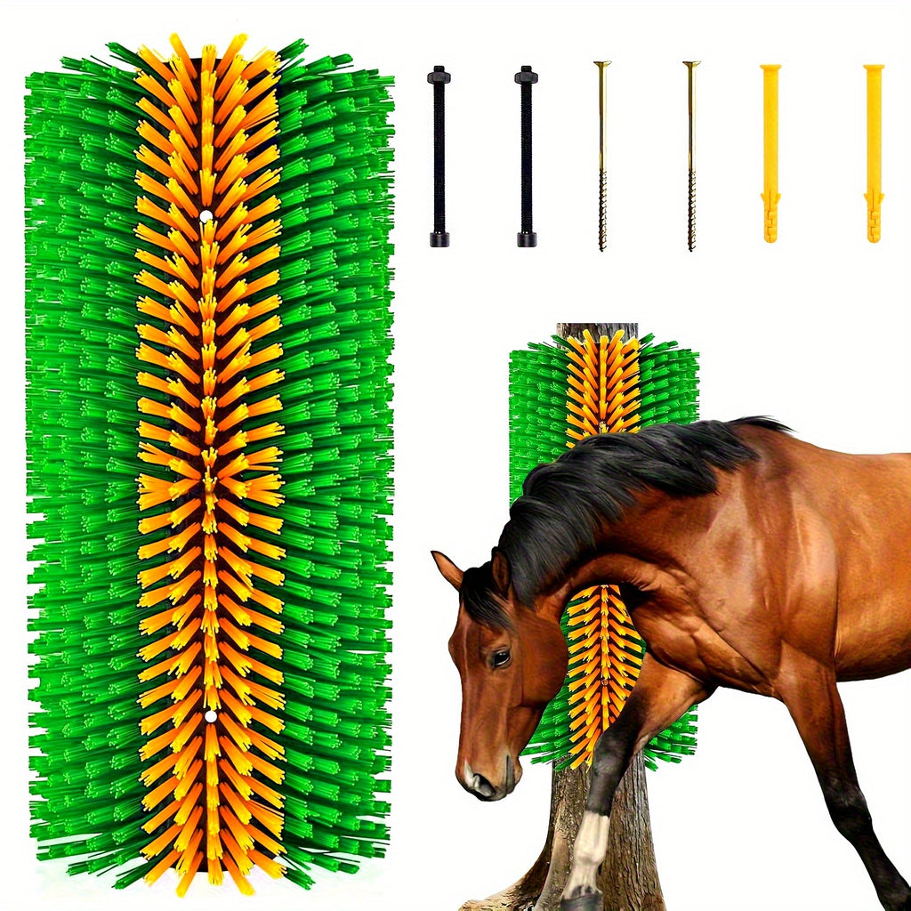 1pc Durable Livestock Scratch Brush, 19.0x8.0 inch- Ideal for Horse, Cow, Sheep Grooming- Includes Screw-On Accessories, No Batteries Required, Horse Grooming Supplies