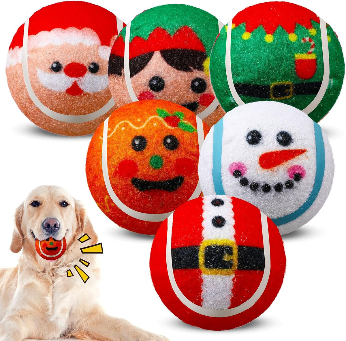 6 Pcs Halloween Dog Toys Bulk, 2.5 Inch Squeaky Tennis Balls Gifts