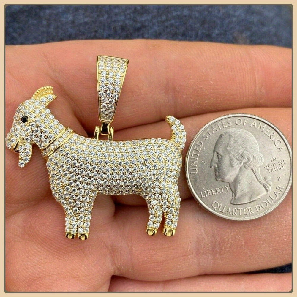 925 Silvery Inlaid Moissanite Jewelry Men Hip-hop Goat Pendant Suitable for Any Necklace, Classic and Versatile Holiday Gift, Teen Girls Trend Stuff, The Best Gift for Classmates and Friends to Wear Daily, Unusual Jewelry