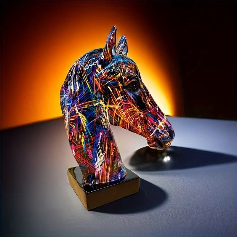 Horse Head Resin Handicraft, Perfect For Success. Living Room Decoration, Wine Cabinet, Office Entrance Decoration, Opening Gift
