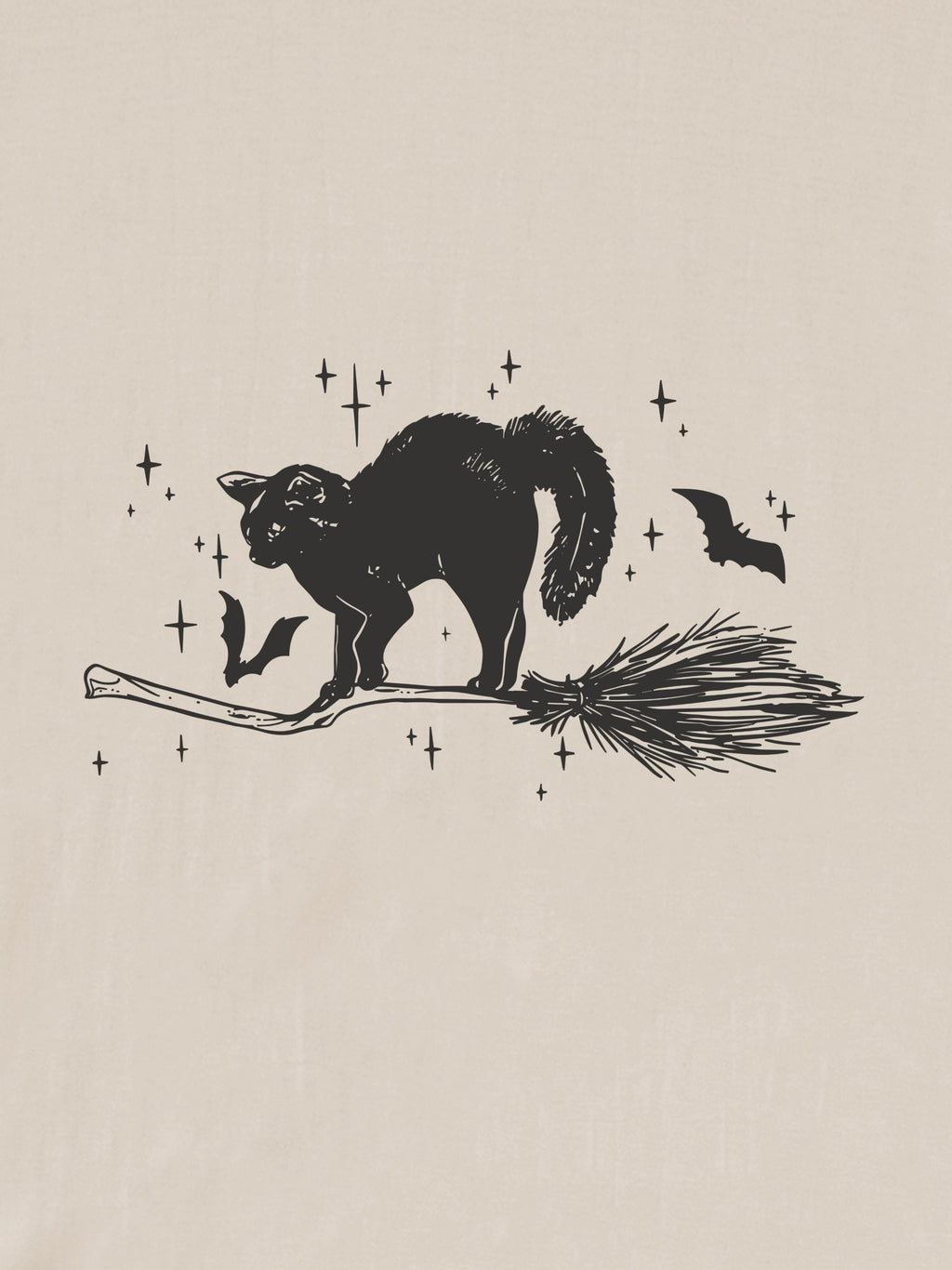 Women's Comfy Cotton Halloween Tee - Vintage Black Cat & Letter Design, Casual Round Neck T-Shirt, Machine Washable