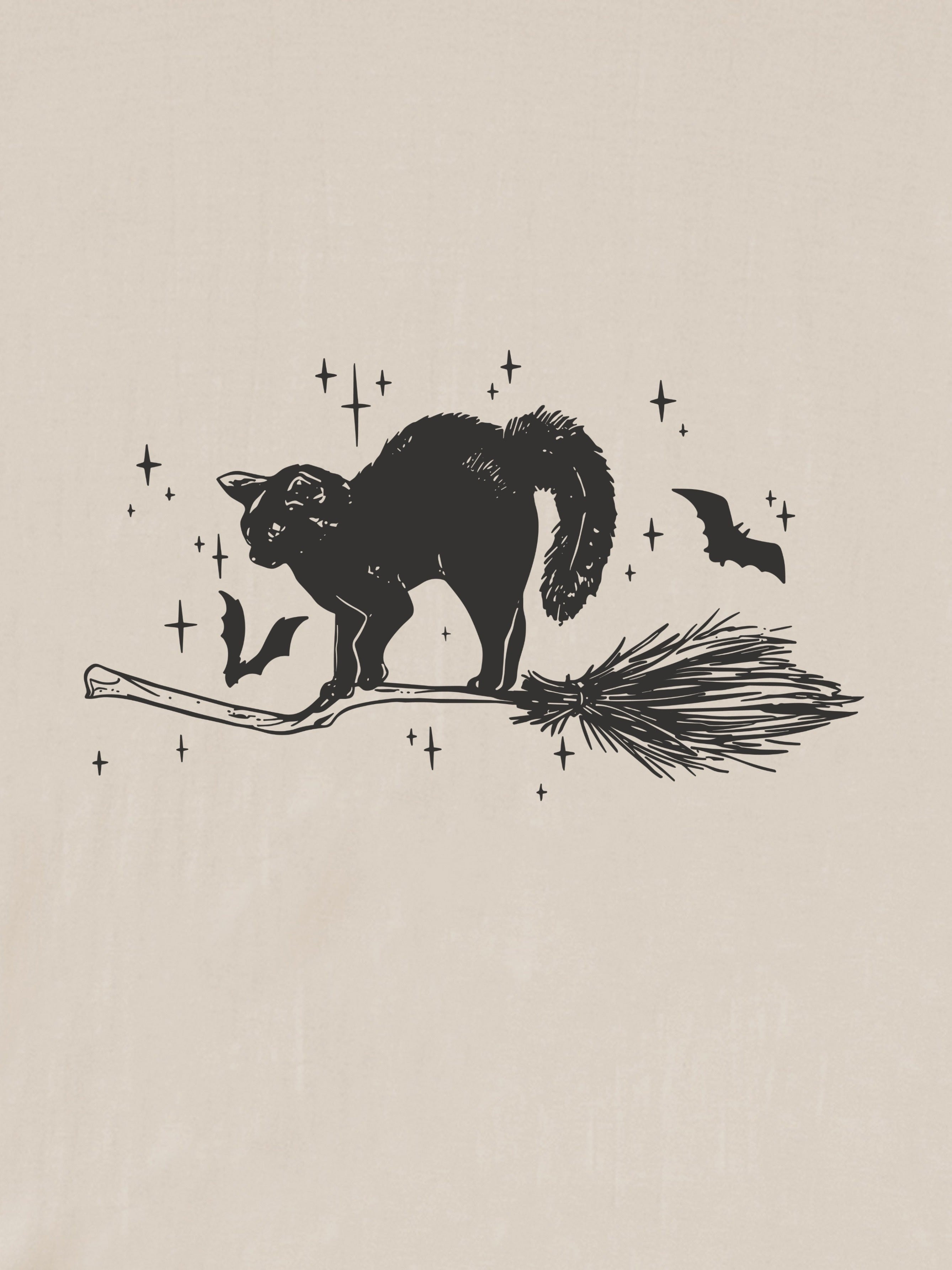 Women's Comfy Cotton Halloween Tee - Vintage Black Cat & Letter Design, Casual Round Neck T-Shirt, Machine Washable