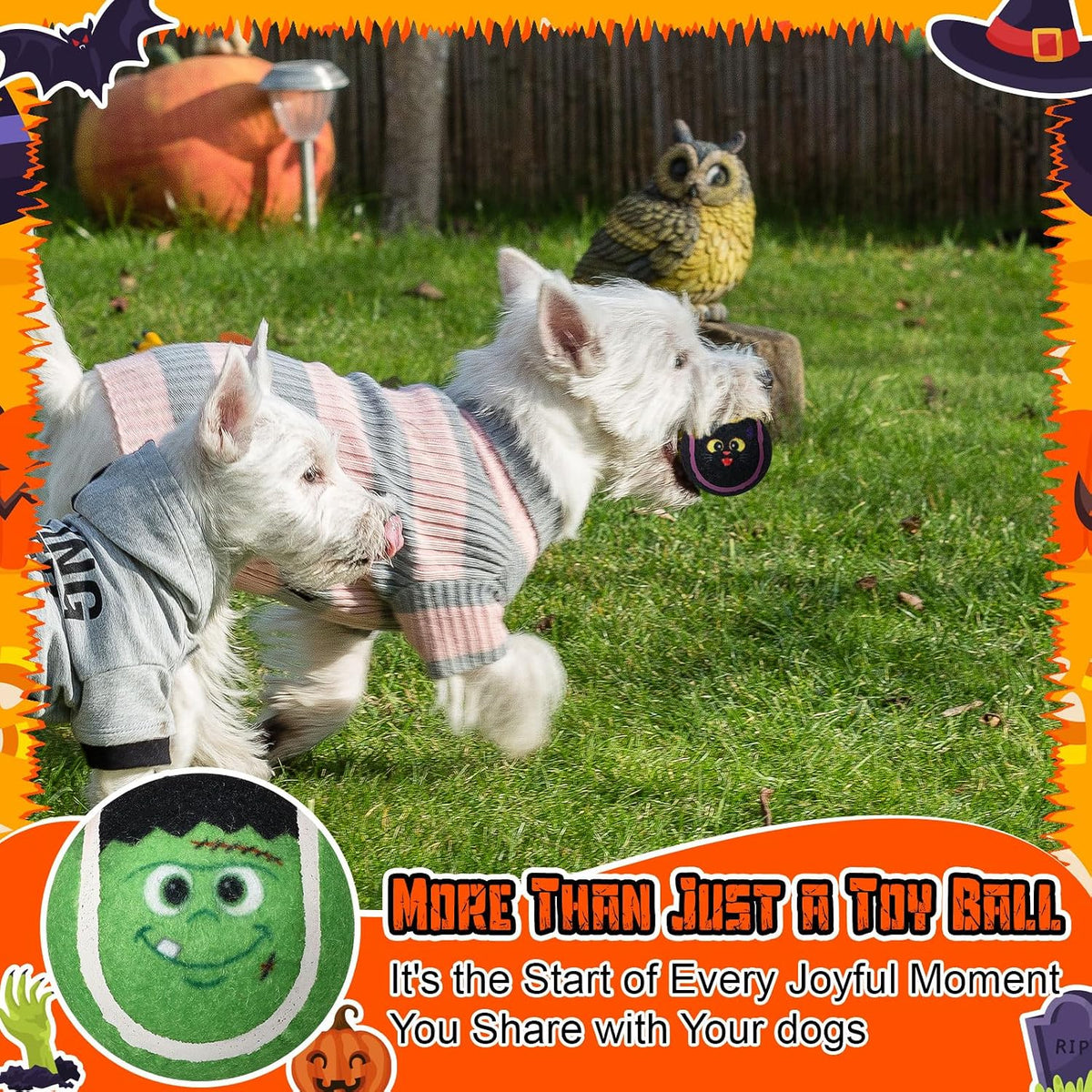 6 Pcs Halloween Dog Toys Bulk, 2.5 Inch Squeaky Tennis Balls Gifts