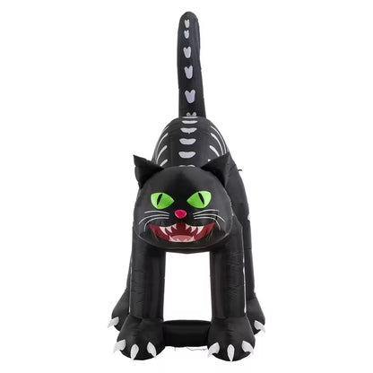 11 ft. Lighted Halloween Inflatable Skeleton Cat Decor