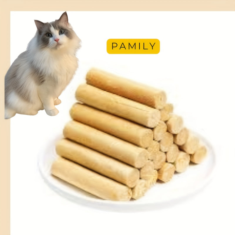 80g/2.8oz Premium Pamily Freeze-Dried Stick Pet Treats - Delicious Catnip, Goat Milk, and Fish Oil Flavors for Healthy Skin and Coat - Suitable for Cats and Dogs of All Ages