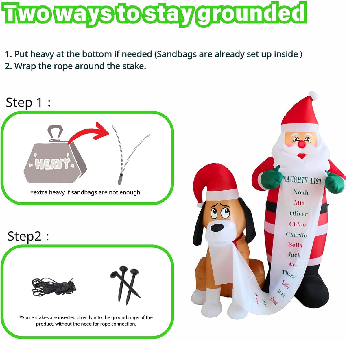 6FT Inflatable Santa with Dog Outdoor Decoration - LED Lighted Christmas Yard Decor for Indoor and Outdoor Use