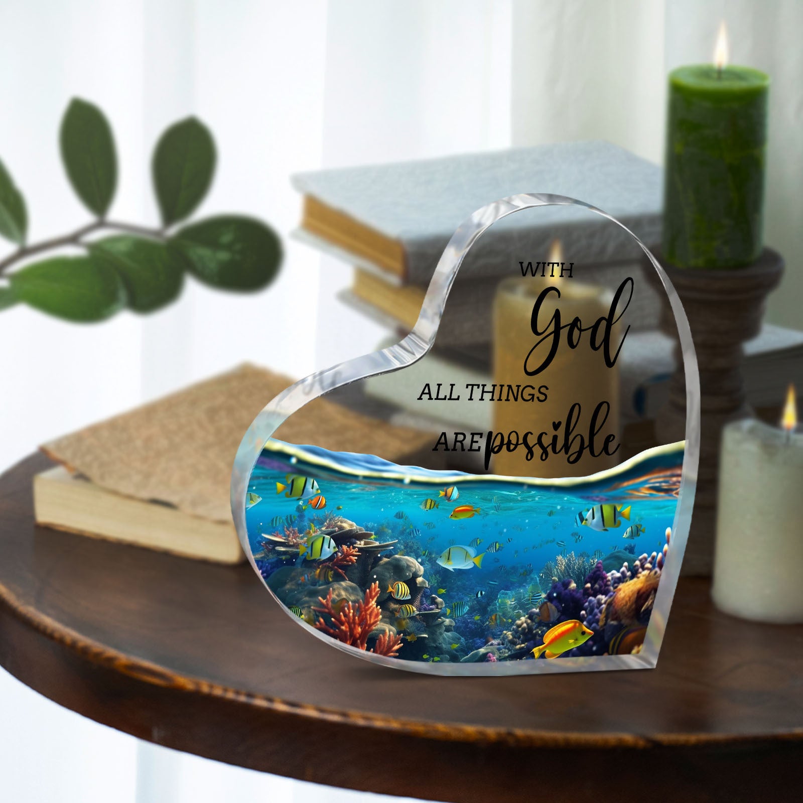 1pc, Sea Turtles, With god All Things are possible birthday Gifts, Exchange Gifts, bedroom, Kitchen, Living Room, Office, Acrylic Desktop Decoration, Unique Gift