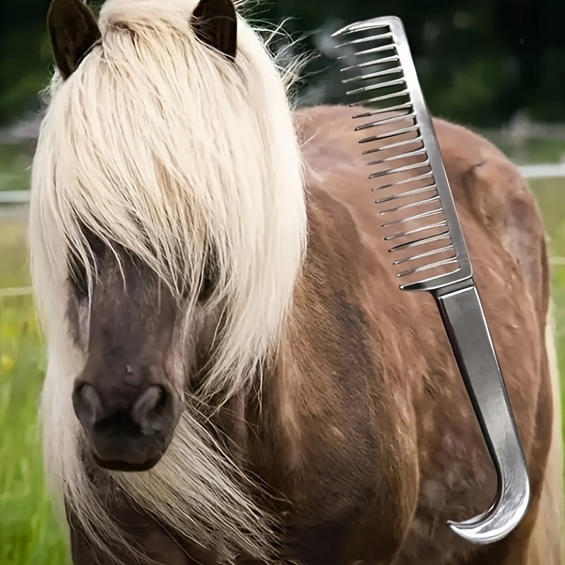 1pc Metal Horse Comb, Combing Horse Temples And Horse Tails - To Prevent Tangling, Durable Metal Pet Comb, Horse Hair Comb - For Horse Owners - Suitable for Daily Grooming - Perfect Gift for Equestrian Enthusiasts