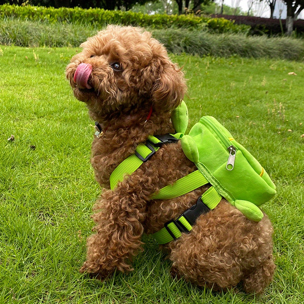 [Cute Dog Backpack Harness] No-Pull Dog Backpack Harness with D-Ring | Cute Turtles Shape Bag for Small Medium Dogs, Adjustable Pet Carrier Backpack for Traveling Camping Hiking, Self Carrier Backpack for Dogs to Wear