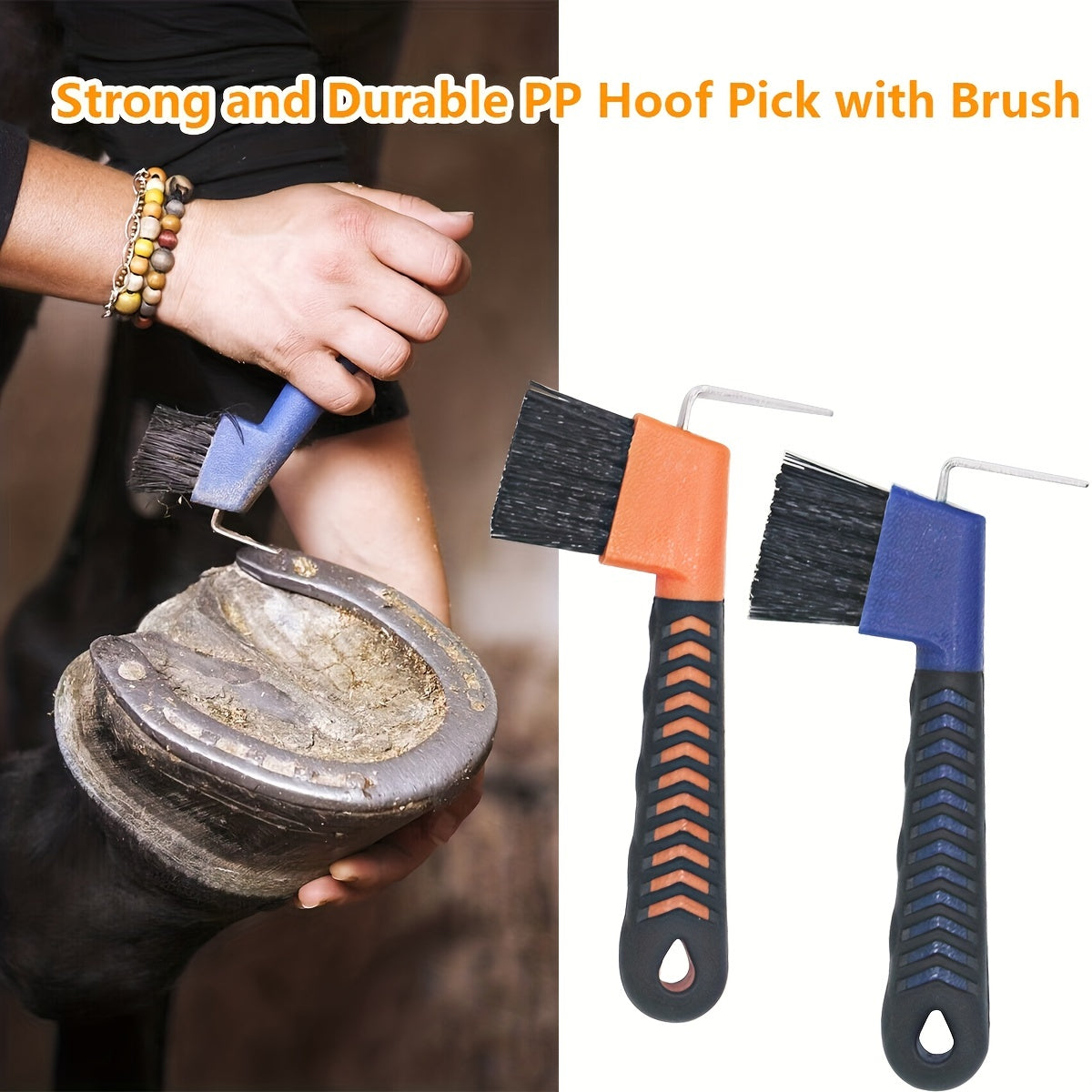 Comfortable Horse Hoof Grooming Tool - Horse Equestrian Brushing Cleaning Horse Hooves Home Work Boots Hoof Rasp Supplies - Durable Metal & Rubber - For Horse Owners & Equestrians - Suitable for Daily Hoof Care - Great Gift f