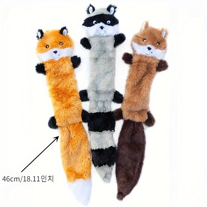 1pc Squeaky Plush Dog Toy, Fox/Raccoon/Squirrel Shaped Toy Dog Chew Toy Molar Toy For Medium Dogs