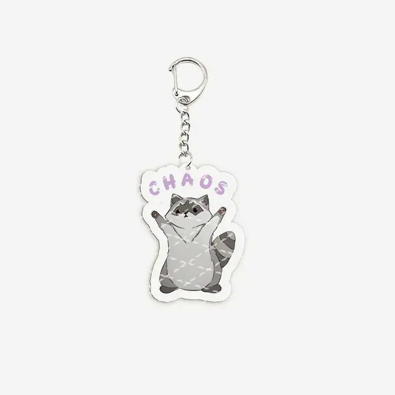 Cute Raccoon Memes Keychains Acrylic Funny Memes Raccoon Quotes Keyring for Accessories Bag Key Chain Ring Fans Friends Gifts