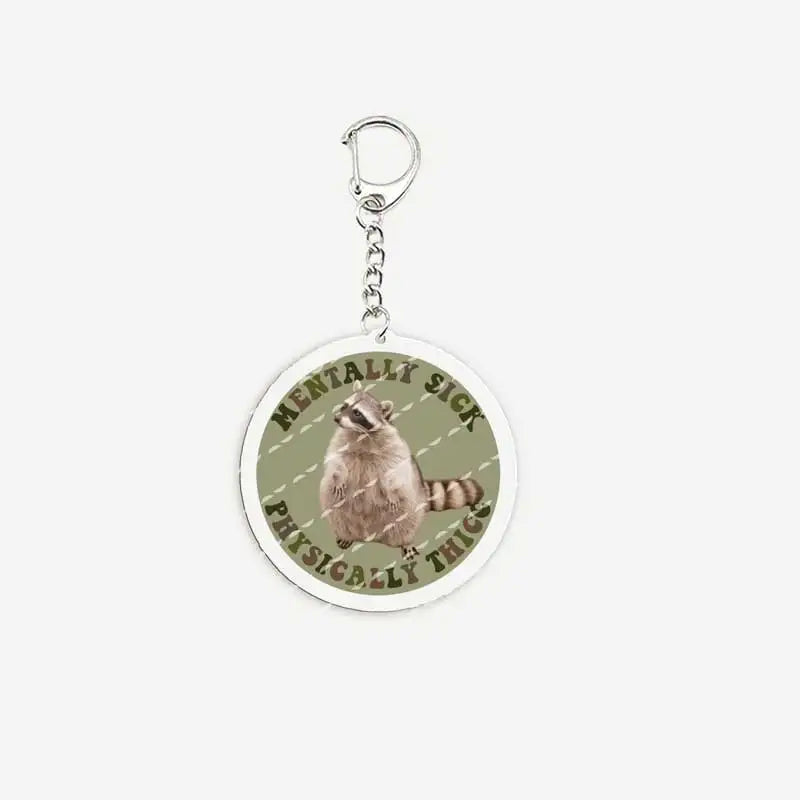 Cute Raccoon Memes Keychains Acrylic Funny Memes Raccoon Quotes Keyring for Accessories Bag Key Chain Ring Fans Friends Gifts
