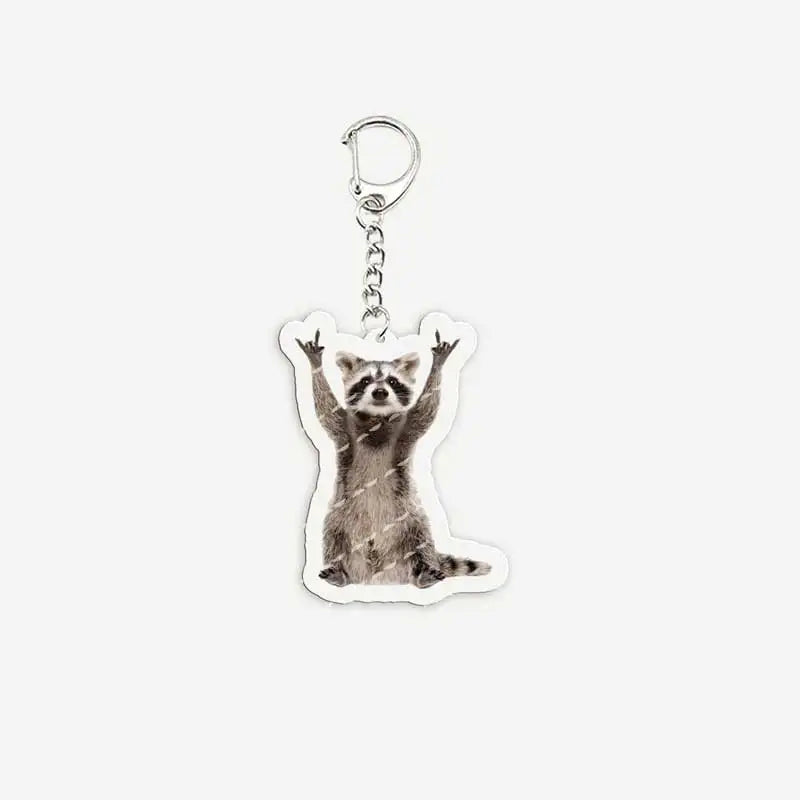 Cute Raccoon Memes Keychains Acrylic Funny Memes Raccoon Quotes Keyring for Accessories Bag Key Chain Ring Fans Friends Gifts