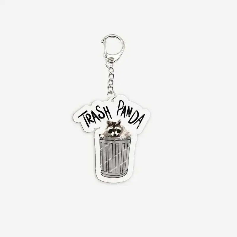 Cute Raccoon Memes Keychains Acrylic Funny Memes Raccoon Quotes Keyring for Accessories Bag Key Chain Ring Fans Friends Gifts